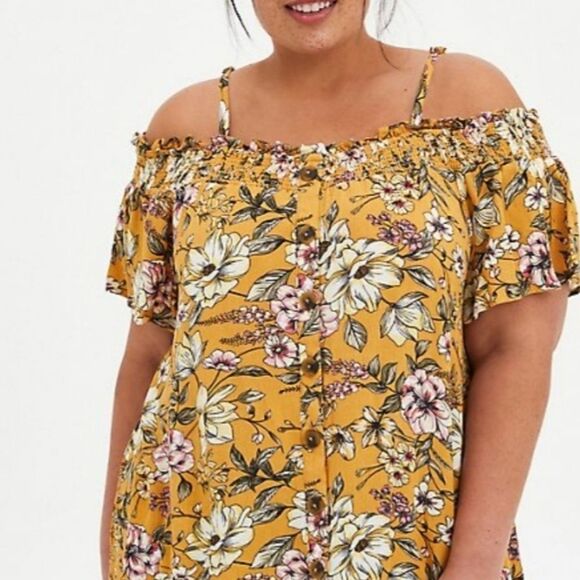 Floral Off-Shoulder Yellow Top - Picture 1 of 11